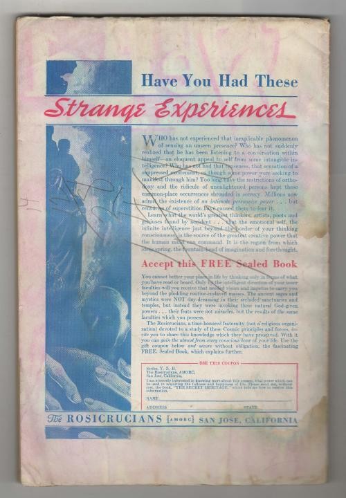 Weird Tales Aug 1938 Brundage GGA Cvr; Lovecraft; Quinn; RE Howard - Pulp