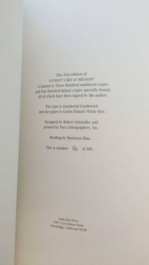 Entropy's Bed at Midnight by Dan Simmons (First Edition) Limited Signed #92/100