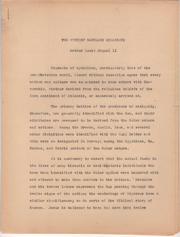 Five Historical Speculative Essays (Carbon Typed MS) by Arthur Louis Joquel II
