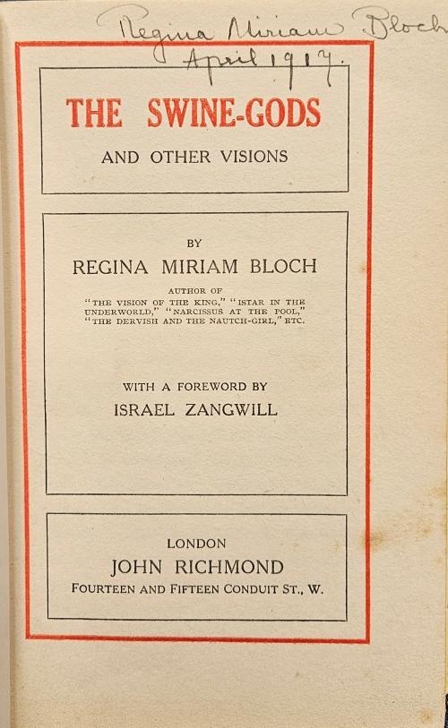 The Swine Gods by Regina Miriam Bloch (First Edition) Signed