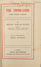 The Swine Gods by Regina Miriam Bloch (First Edition) Signed