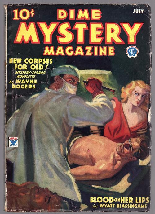 Dime Mystery July 1934 Baumhofer bondage Mad Scientist Cvr - Pulp