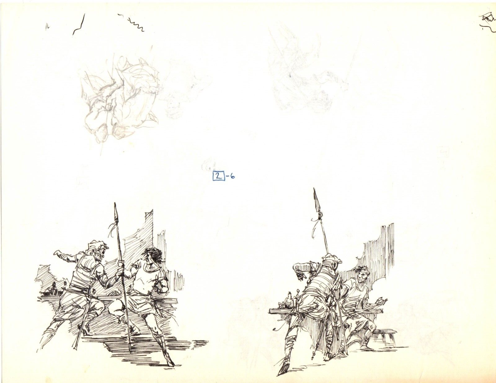 Roy G. Krenkel Original Art - (Sparring Men) Double Sided