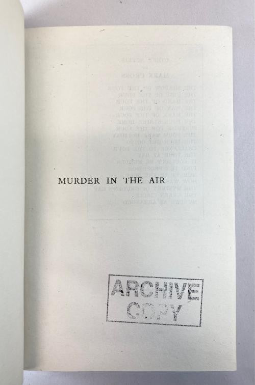 Murder in the Air by Mark Cross (First Edition) Publisher's File Copy