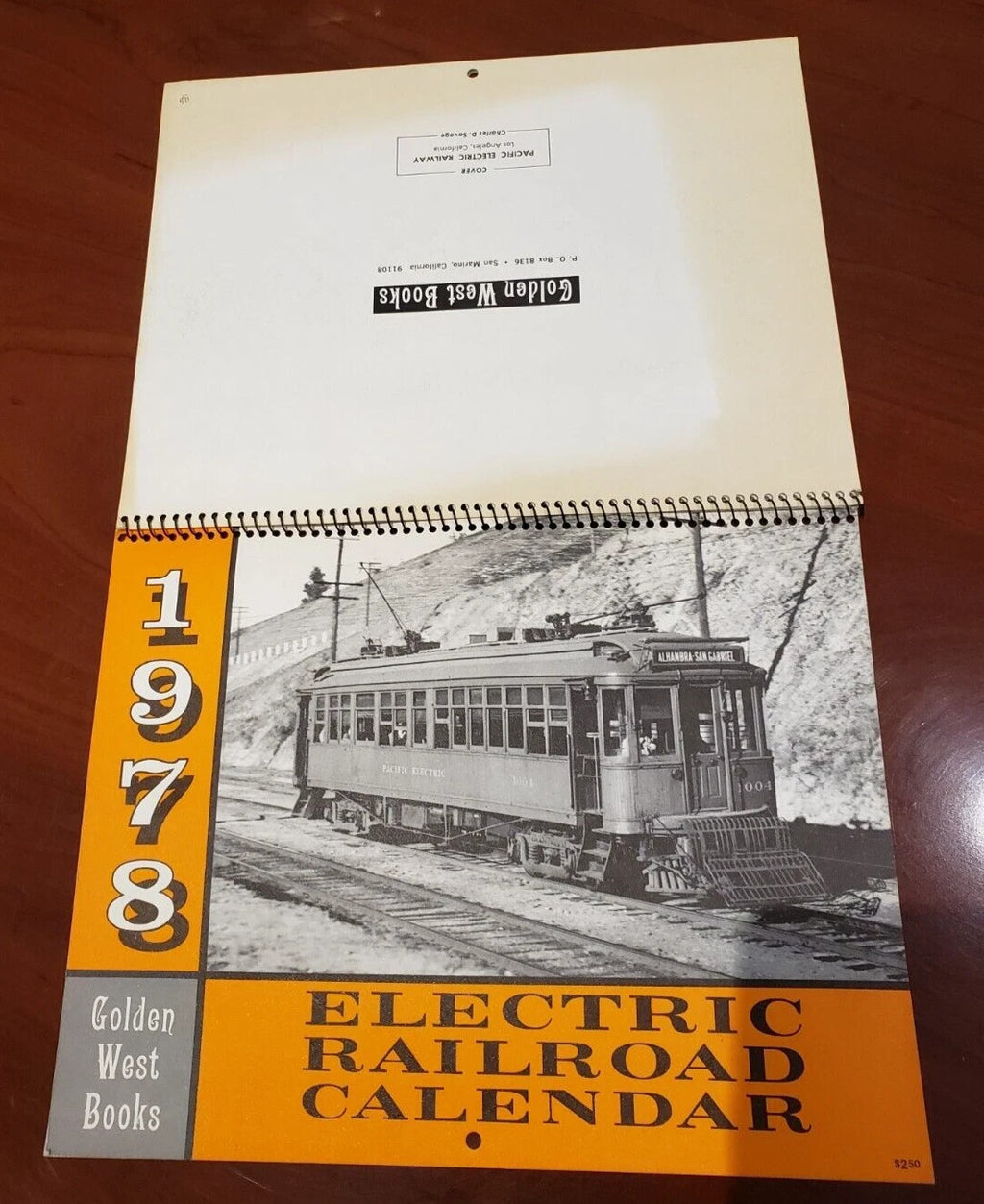 7 Vintage Electric Railroad Calendars, Golden West Books 1971, 1972, 1977, 1978