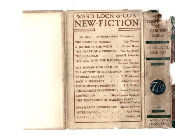The Temptation of Carlton Earle by Stella M. During 1st Rare DJ Publisher's copy
