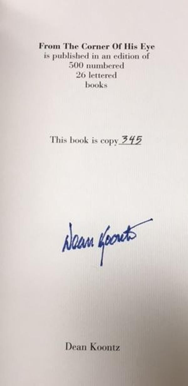 From the Corner of His Eye by Dean Koontz Charnel House LTD #345 Signed