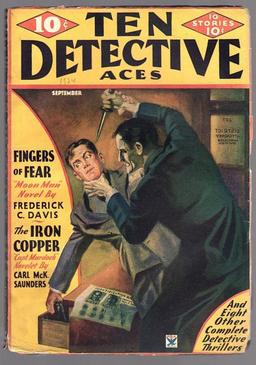 Ten Detective Aces Sep 1934 Davis, Daniels, Archibald, Tepperman - Pulp