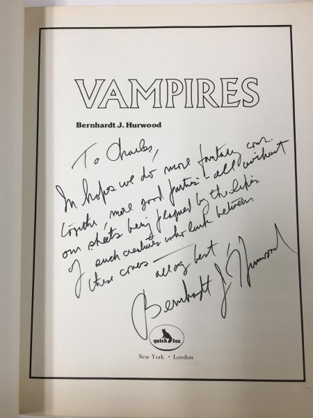 Vampires by Bernhardt J. Hurwood Signed first ed. Signed