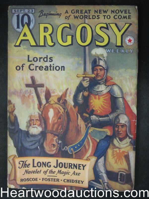 Argosy Sep 23, 1939 Eando Binder Lords of creation Belarski Cvr - High Grade