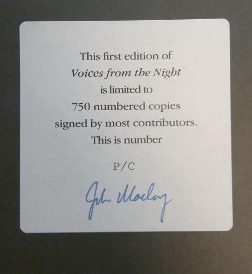 Voices from the Night by John Maclay (First Edition) Limited Signed Copy PC