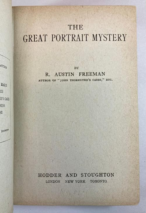 The Great Portrait Mystery by R. Austin Freeman (First Edition) 1918