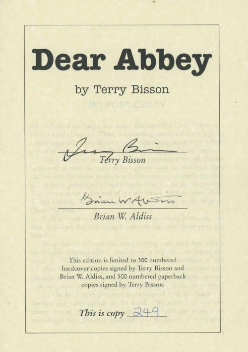 Dear Abbey by Terry Bisson (First Edition) Limited Signed