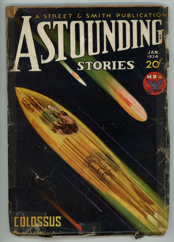 Astounding Jan 1934 Collossus  Donald Wandrei Cvr, Williamson