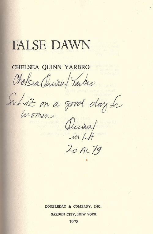 False Dawn by Chelsea Quinn Yarbro (First Edition) Signed