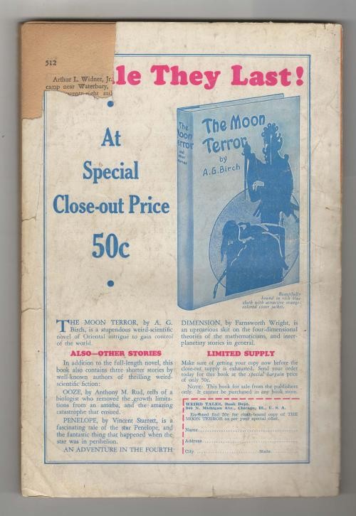 Weird Tales Apr 1937 Virgil Finlay Cvr; Bloch; Derleth; Hamilton - Pulp