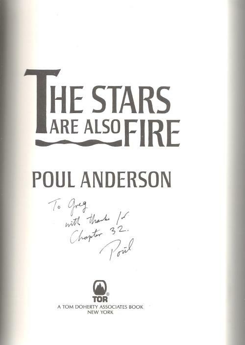 The Stars are also Fire by Poul Anderson (First Edition) Signed
