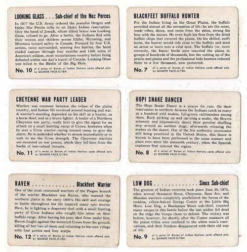 Complete Set of 18 Braves of Indian Nations Cards