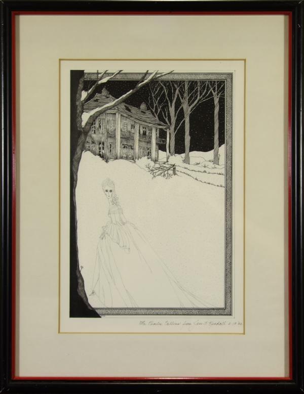 Jane F. Kendall ART PRINT Haunted House Snowy Night SIGNED