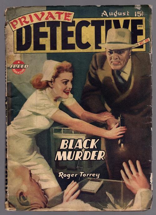 Private Detective August 1944 H.J. Ward Nurse Cvr, Roger Torrey - Pulp