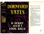 B-Berry And I Look Back by Dornford Yates (First Edition) File Copy