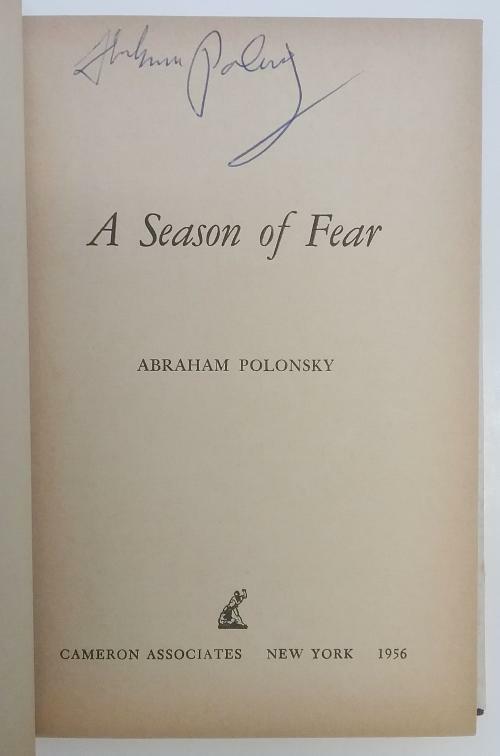 A Season of Fear by Abraham Polonsky (First Edition) Signed