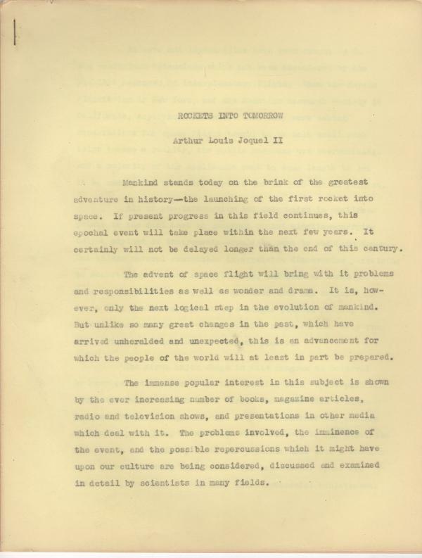 Five Historical Speculative Essays (Carbon Typed MS) by Arthur Louis Joquel II