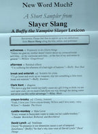 Slayer Slang A Buffy the Vampire Slayer Lexicon by Michael Adams (First)