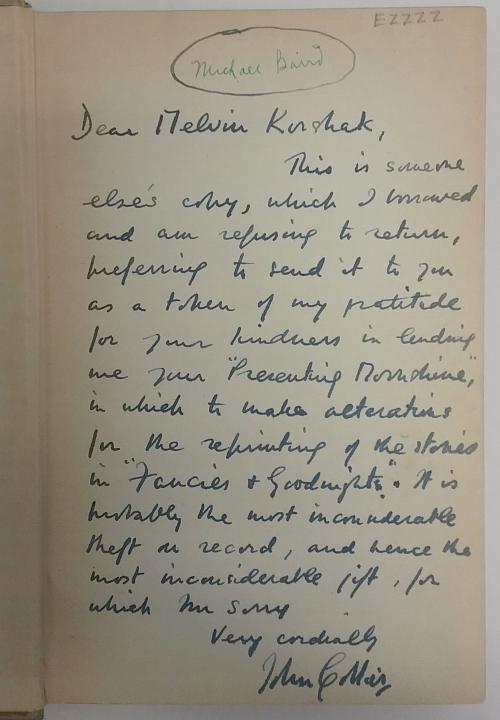 The Touch of Nutmeg by John Collier 1st Ed Author Annotated Signed