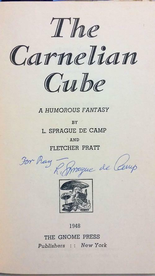 The Carnelian Cube by L. Sprague de Camp (First Edition) Signed