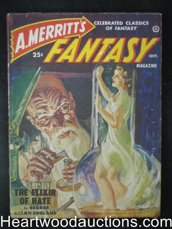 A. Merritt's Fantasy Oct  1950 Saunders Cvr, Virgil Finlay, G.A. England