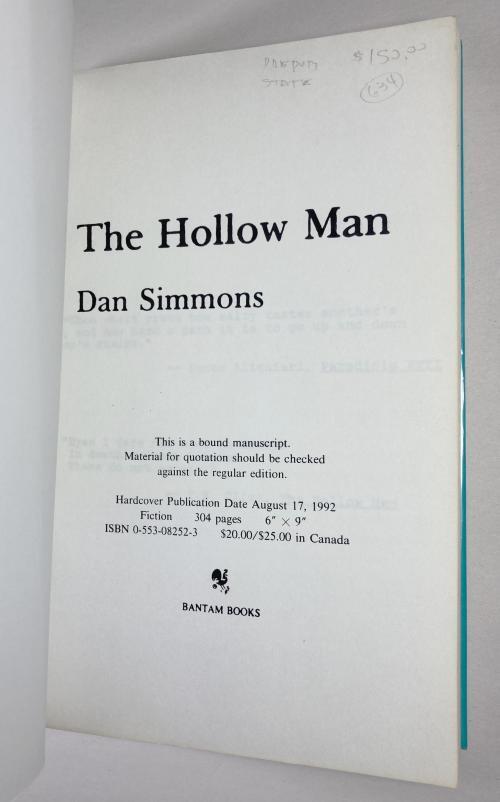 The Hollow Man by Dan Simmons (Uncorrected Manuscript Pages)