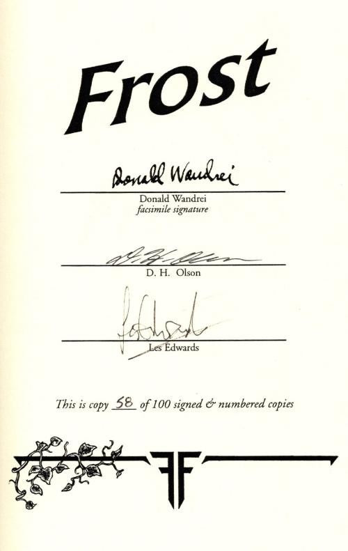 Frost by Donald Wandrei (First Edition) LTD Signed