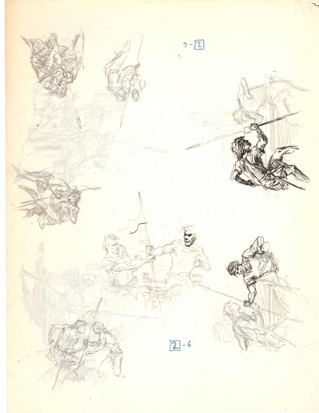 Roy G. Krenkel Original Art - (Sparring Men) Double Sided