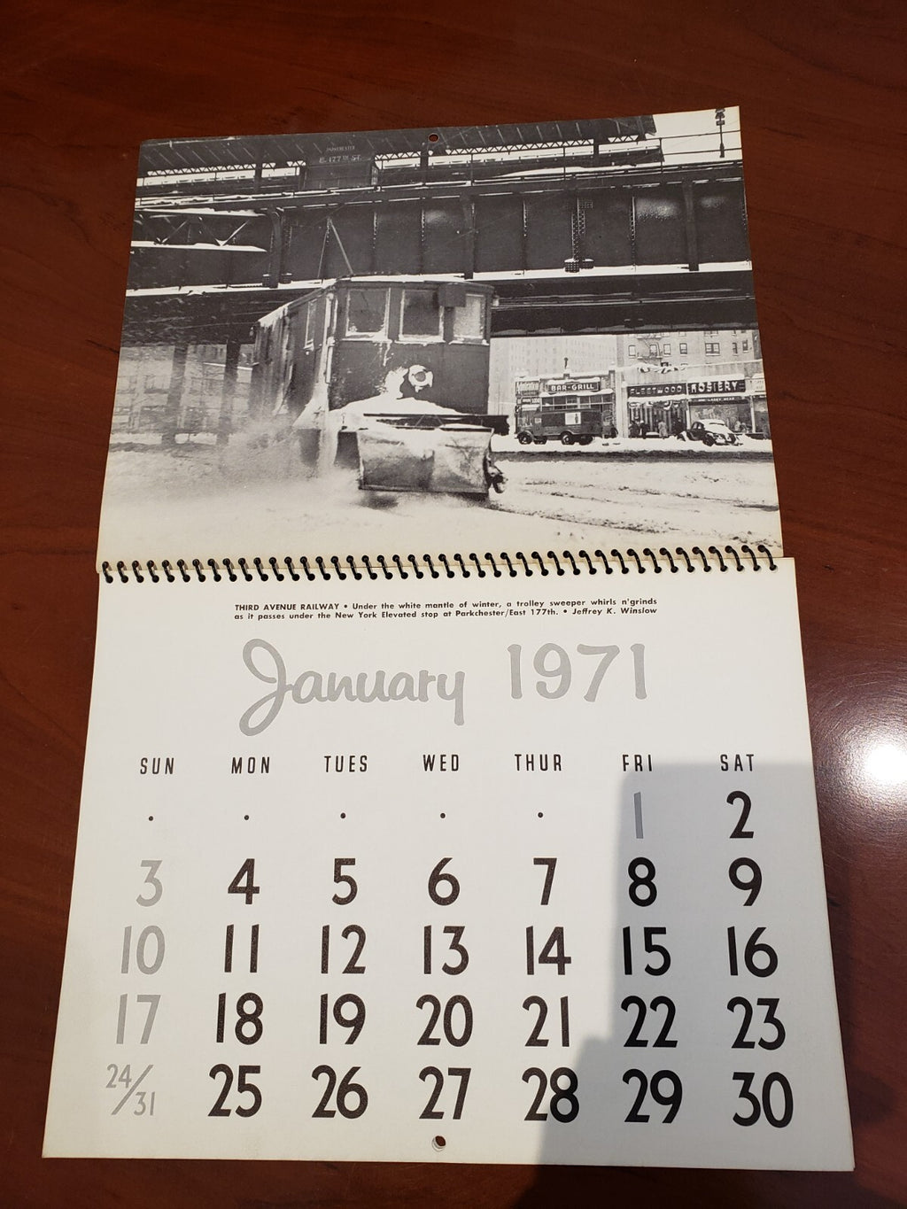 7 Vintage Electric Railroad Calendars, Golden West Books 1971, 1972, 1977, 1978