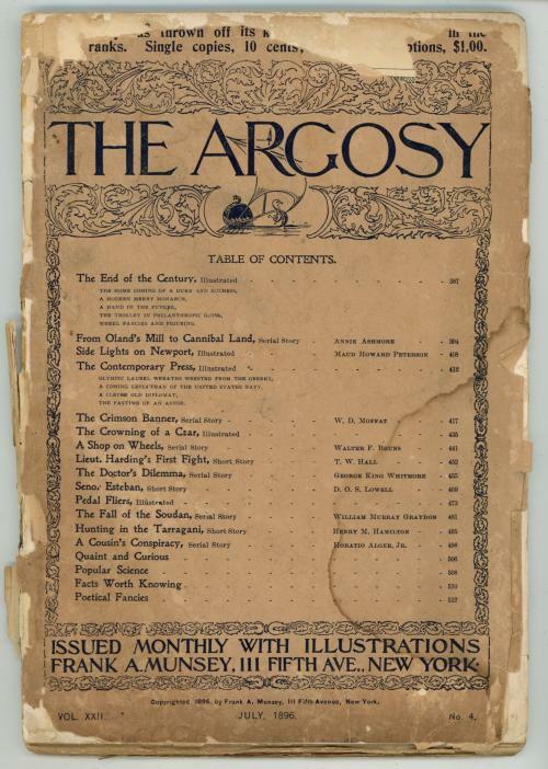 Argosy Jul 1896 Pulp SCARCE; "From Oland's Mill to Cannibal Land"