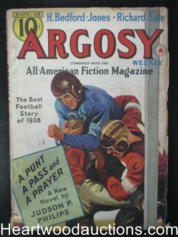 Argosy Nov 19, 1938 A. Merritt, Football Cvr