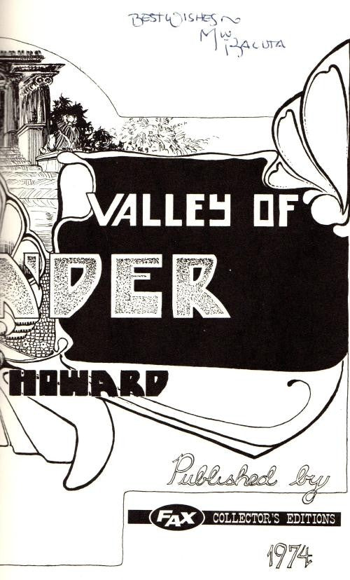 The Lost Valley of Iskander by Robert E. Howard (FAX Collectors Edition) Signed