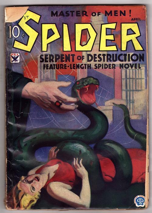 The Spider Apr 1934 Howitt GGA viper cvr, 1st Doc Turner story - Pulp