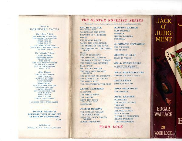 Jack O' Judgement by Edgar Wallace (Ward Lock File Copy)
