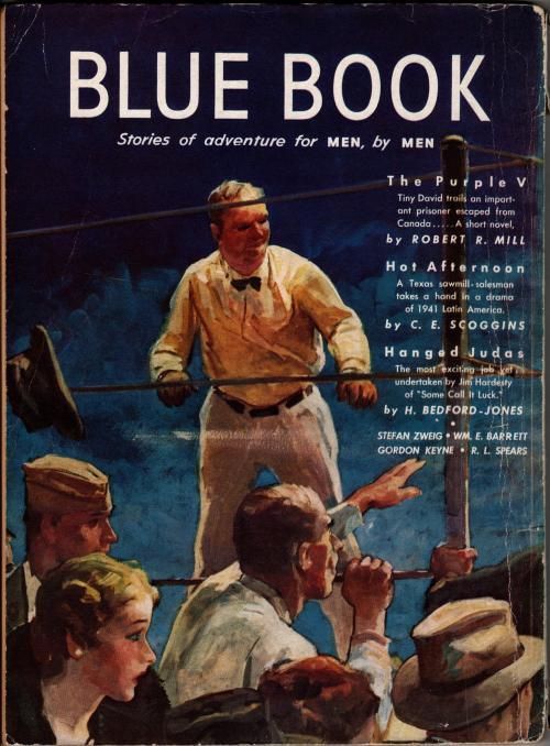 Blue Book Feb 1942 HM Stoops boxing Cvr; H. Bedford-Jones; Nelson Bond; DB Ch...