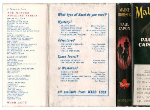 Malice Domestic by Paul Capon (First Edition) Hubin listed Mystery