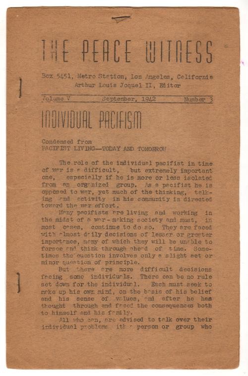 The Peace Witness Vol. 5 #3 1942