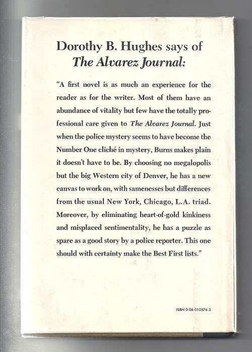 The Alvarez Journal by Rex Burns; (First Edition). Author's first book.
