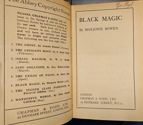 Black Magic by Marjorie Bowen (Abbey Library Edition) Rare