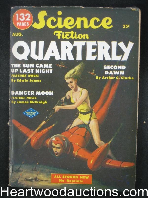 Science Fiction Quarterly August 1951  Arhtur Clarke, Finlay Art