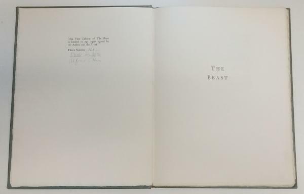 The Beast by Claude Houghton 1st Edition LTD Alfred E. Kerr, Illus. Signed