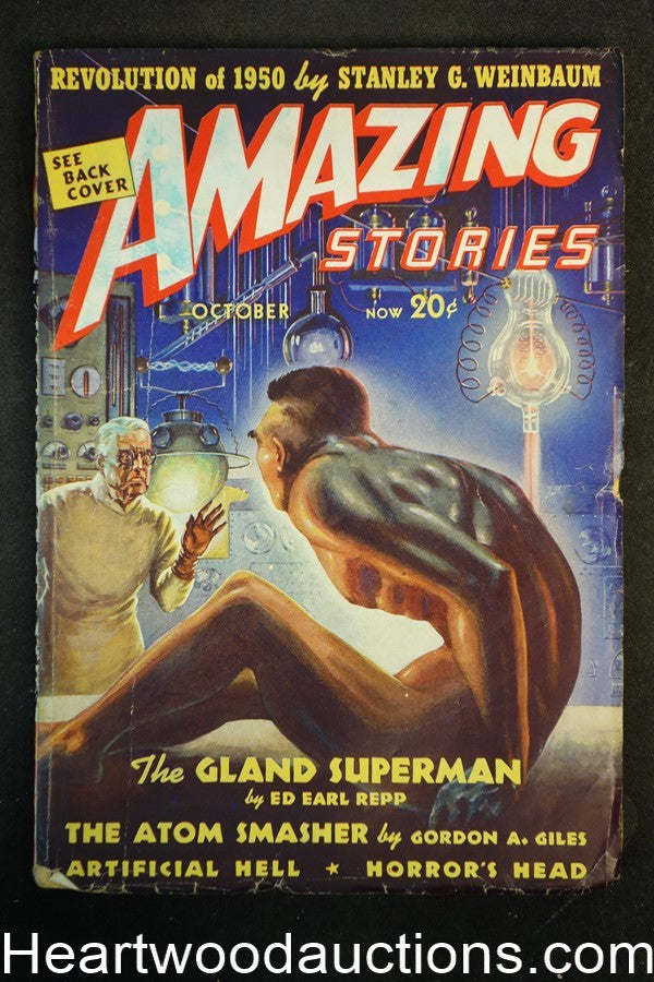 Amazing Stories Oct 1938 Revolution of 1950, The Gland Superman