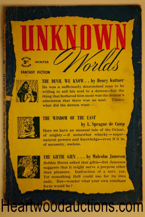 Unknown Worlds (British) Winter 1945 L. Sprague de Camp, Robert Bloch