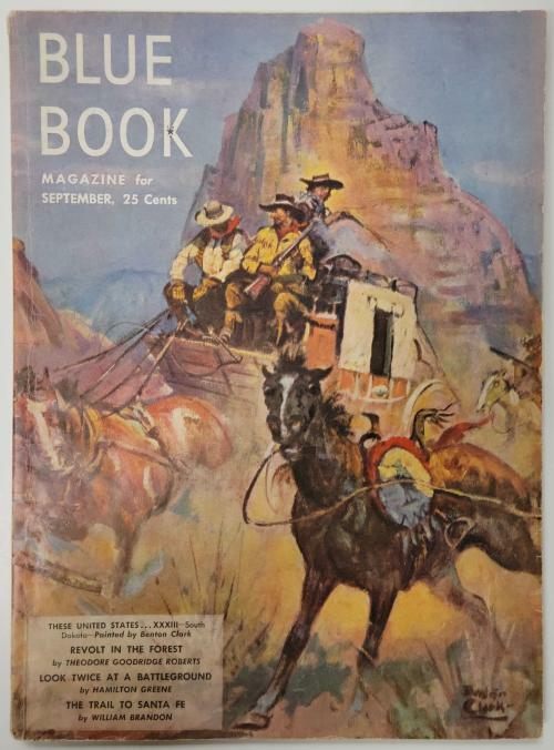 Blue Book Sep 1949 Benton Clark cover, William Brandon, Wilbur S. Peacock